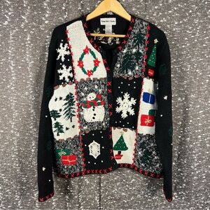 Hampshire‎ Studio Black and White Cardigan Christmas Sweater